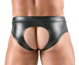 Svenjoyment muške sjajne crne gaćice sa otvorenim leđima L