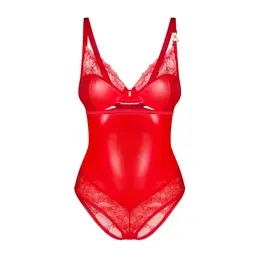 Obsessive Aliosa Teddi Crvena 2XL/3XL - Elegantan Čipkasti Bodister sa Izrezima