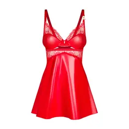 Obsessive Aliosa L/XL Crveni Hemiza Set sa čipkom i podesivim naramenicama