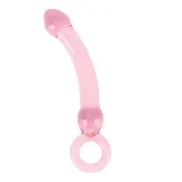 Nobu Rose Slider Pink Glass Intimate Device - Curved, Hypoallergenic, 19cm