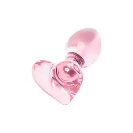 Nobu Rose Heart Glass Plug Pink - Decorative Borosilicate Model