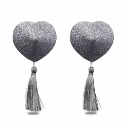 Lovetoy Glitter Heart Nipple Covers with Fringes - Reusable, 2pcs