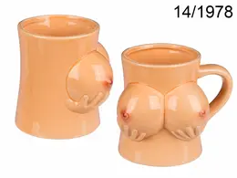 Out of the Blue Ceramic Mug Bust-Shaped 350ml Beige 11x11x12.5cm