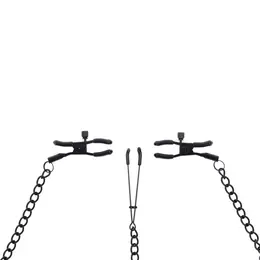 Sportsheets Saffron Adjustable Chain Set with Collar - Black, Iron Alloy