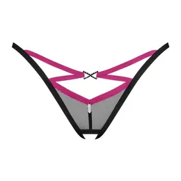 Obsessive Novesen Crne Gaćice Bez Međunožja XL/2XL - Elegantni Prugasti Detalj