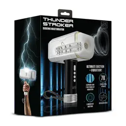 XR Brands Thunder Stroker intimna mašina sa vibracijom i usisom, Plava