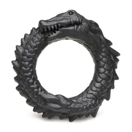 XR Brands Black Caiman Silikonski Intimni Prsten Crni Rastegljivi Dizajn