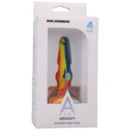 A-Play Groovy Silicone Anal Plug 10 cm - Multicolor, Tapered Design