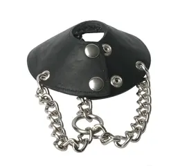 Master Series Parachute Leather Restraint with Metal Spiked Chains Black