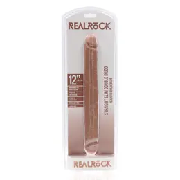RealRock Slim Dvostrani Intimni Model 30.5 cm - Prirodno Smeđa
