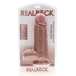 RealRock Extra Thick 10'' Tan Model with Suction Cup & Harness Base