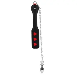 Ouch! Hearts Paddle & Metal Plug Set Black - Dizajn sa lancima