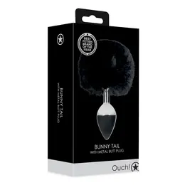 DiGiTails Black Metal Plug with Soft Bunny Tail - Compact Size