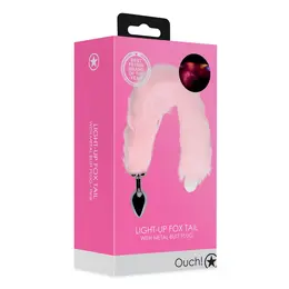 EasyToys LED lisičji rep Roze - Metalni čep sa osvetljenim pufnim repom
