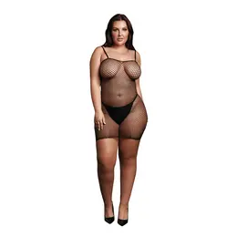 OSX kratka crna haljina od mreže sa tankim bretelema, XL-4XL