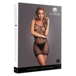 Shots Le Desir Short Fishnet Dress with Spaghetti Straps Black OS