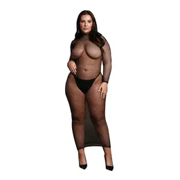 OSX crna duga haljina od mreže sa dolčevitom, XL-4XL
