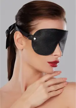 Leg Avenue Reversible Faux Leather Mask with Black Ribbons One Size