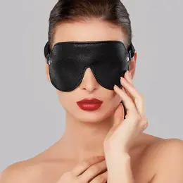 Leg Avenue Reversible Faux Leather Mask with Black Ribbons One Size