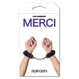 Pipedream Fluff Cuffs crne - Metalni sistem za sputavanje sa mekim omotačem