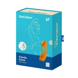 Satisfyer Candy Cane Mini Vibrator, Crno-Narandžasti, Kompaktni Prstni Model
