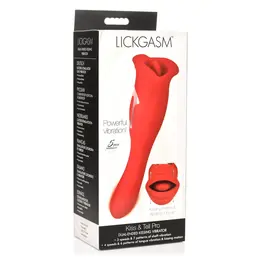 Kiss and Tell Pro dvostrani vibrator crveni - fleksibilni silikon, vodootporan