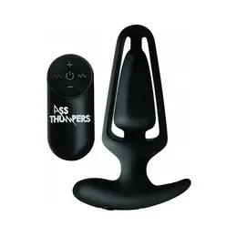 XR Brands Power Plug 7X Hollow crni daljinski upravljani silikonski čep
