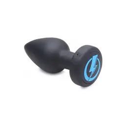 E-Stim Pro Silicone Vibrating Plug with Remote - 5 Modes, Black