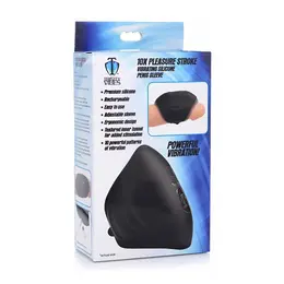XR Brands Pleasure Stroke Silicone Vibrating Intimate Sleeve, Black