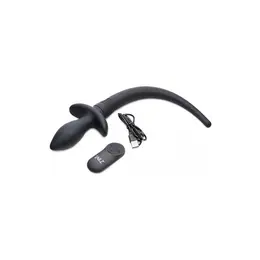 XR Brands Waggerz Vibrirajući Silicone Rep sa Daljinskim, Crni, IPX7