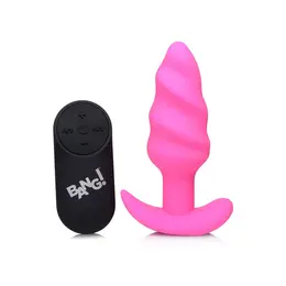 BANG! Swirled Silicone Plug with Remote Control, Waterproof, Black