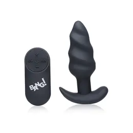 BANG Swirled Silicone Plug with Remote Control, USB Rechargeable, Black