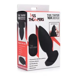 XR Brands Driller Vibrating Anal Plug with Remote, Black Silicone, Medium