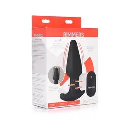 XR Brands Gyro R - Curved Vibrating Plug with Remote, Black, Silicone