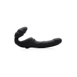 Slim Rider Rebrasti Bežični Strapless Strap-On od XR Brands, Silikon, Crni