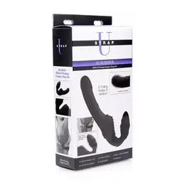 Slim Rider Rebrasti Bežični Strapless Strap-On od XR Brands, Silikon, Crni