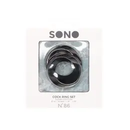 Shots No.86 Dual Comfort Silicone Ring Set Medium & Large Black