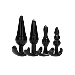 Ouch! No.80 Silikonski Set Analnih Čepova 4 Veličine Ergonomska Baza Crni