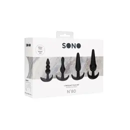 Ouch! No.80 Silikonski Set Analnih Čepova 4 Veličine Ergonomska Baza Crni