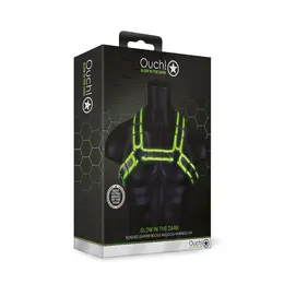 Ouch! Bulldog Harness Buckle Glow-in-the-Dark S/M Adjustable Neon Green