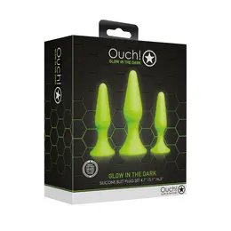Ouch! Set Čepova koji Svetle u Mraku - Fluorescentna Zelena, 3 Veličine