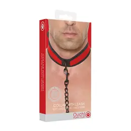 OUCH! Neoprene Adjustable Collar with Durable Leash Black