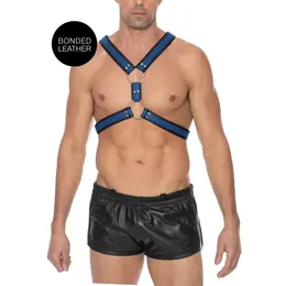 Scottish Bonded Leather Chest Harness L/XL with Stainless Steel O-Rings