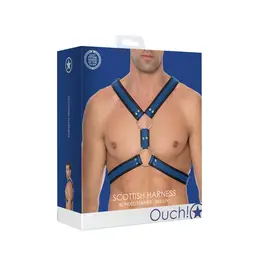 Scottish Bonded Leather Chest Harness L/XL with Stainless Steel O-Rings