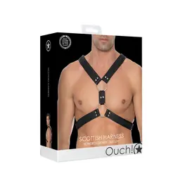 Scottish Bonded Leather Body Harness L/XL with Stainless Steel Elements