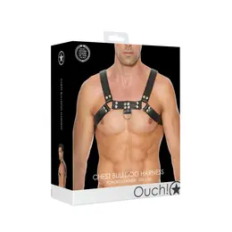 OUCH! Kožni grudni pojas L/XL - Podesive vezane trake, Crna