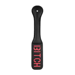 Ouch! Paddle Kožni alat za udaranje sa reverznim otiskom, crni, 32 cm