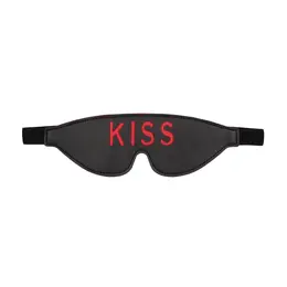 OUCH! Leather Eye Mask KISS Design Black-Red Adjustable Strap