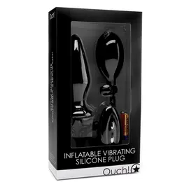 Ouch! Vibrating Inflatable Silicone Plug Black - Adjustable Size System