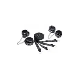 XR Brands Strict Bed Restraint Set with Adjustable Leather Cuffs